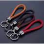 New Unisex Braided Leather Rope Handmade Waven Leather Key Chain Ring Holder for Car