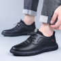 Men's Casual Leather Traf Loafers Driving Sneakers Breathable Platform Lace-up