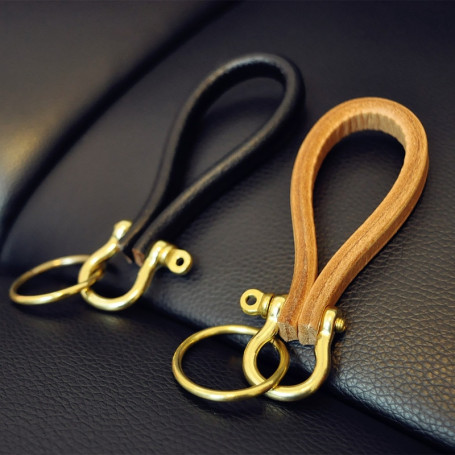 Classic Handmade Copper Brass Auto Keyring Holder Real Leather Cowhide Rope Keychain Bag Charm Pendant Accessories Llaveros
