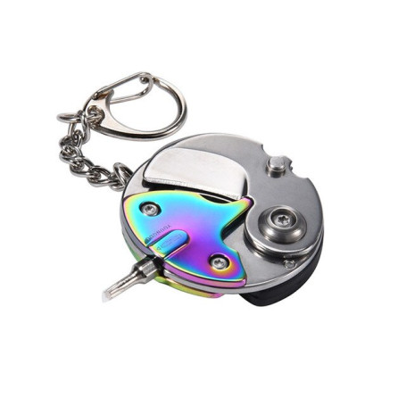 Mini Pocket Knives Outdoor Self-defense EDC Tools Coin Round Steel Folding Blade Knife Portable Gadget KeyRing Pendant Hand Tool