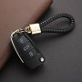 Hand Woven Leather Detachable Metal 360 Degree Rotating Horseshoe Buckle Braided Moto Car Key Chain For Men Gift K394