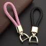 Hand Woven Leather Detachable Metal 360 Degree Rotating Horseshoe Buckle Braided Moto Car Key Chain For Men Gift K394