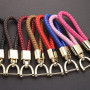 Hand Woven Leather Detachable Metal 360 Degree Rotating Horseshoe Buckle Braided Moto Car Key Chain For Men Gift K394