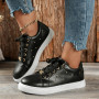 Leather Women's Sneakers Fashion Rivets Lace-up PlatformbMetal Decorative Casual Vulcanized Shoes