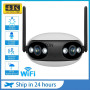 4MP Binocular Camera WIFI 180° Wide-angle Splicing IP Cam Home Night Vision Auto Tracking H.265 P2P Video Surveillance Cameras