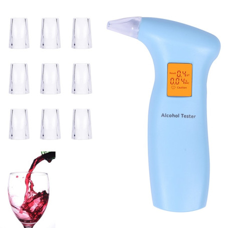 Portable Breath Alcohol Tester with 10 Mouthpieces Professional Alcohol Tester with Backlight LCD Screen