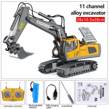 toys Alloy 2.4G Rc Car / Excavator / Dump Truck / Bulldozers 11 Channels With Led Lights Engineering Car Children Electric Toy