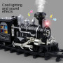 Classical Electric Train Track Steam Freight Train Railways Water Steam Simulation Model Children's Toy Boy