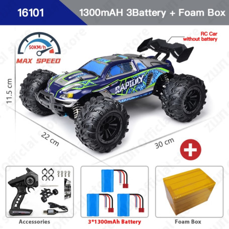 ZWN 1:16 70KM/H Or 50KM/H 4WD RC Car With LED Remote Control Cars High Speed Drift Monster Truck