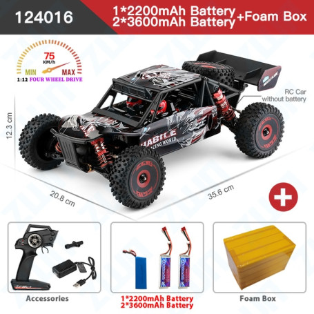 124017 124016 2.4G RC Car 1:14 4WD 75KM/H Brushless Electric High Speed Off-Road Drift Remote Control Toys