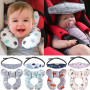 Baby Pillow Head Support Belt Set Protective Travel Car Seat Head Neck Support Pillows Newborn Children U Shape Headrest Cushion