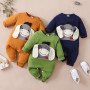 3D Design Donkey Embroidery Long-sleeve Jumpsuit for Baby Boy Clothes