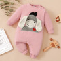 3D Design Donkey Embroidery Long-sleeve Jumpsuit for Baby Boy Clothes
