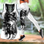 Women\'s Summer Wolf Tree Print Outfit Sleeveless Tank Top and Leggings Ladies Plus Size Tops Vest Women Clothing