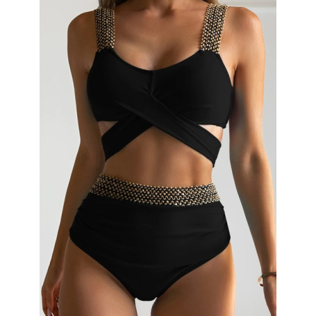 Sexy Cross High Waist Bikini Set Push Up Swimwear Women Swimsuit Female Flash Patchwork Bathing Suits Beachwear Bathers