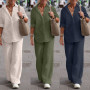 Spring Cotton Linen Women's Tracksuit Suit Long Sleeve Shirt Loose Pants Set Female Casual New Elegant Ladies 2 Piece Sets