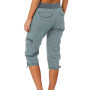 Women Stretch Pants Solid Color Mid-calf Length Flap Pockets Stretchy Waist Cropped Pants Female Casual Capris Clothing