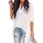 Fashion Women Blouse Casual Women Irregular V-Neck Blouse Half Flare Sleeve Loose Shirt Top Women's Clothing