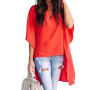 Fashion Women Blouse Casual Women Irregular V-Neck Blouse Half Flare Sleeve Loose Shirt Top Women's Clothing