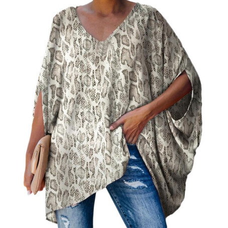 Fashion Women Blouse Casual Women Irregular V-Neck Blouse Half Flare Sleeve Loose Shirt Top Women's Clothing