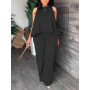 Elegant Women Two Piece Sets Fashion Solid Sleeveless Flare Tank Top And Straight Long Pants Suit Summer Office Lady Set