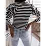 Casual Striped Print Long Sleeve Pullover T-shirts Spring Autumn Turtleneck Loose Tee Shirts MCFS-MC2011