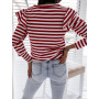 Casual Striped Print Long Sleeve Pullover T-shirts Spring Autumn Turtleneck Loose Tee Shirts MCFS-MC2011