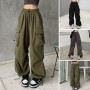 Y2K Women Streetwear Techwear Cargo Korean Harajuku Parachute Track Pants Men Tech Sweatpants Wide Leg Joggers Trousers Clothes