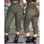 Pants for Women Summer Fashion Plain Buttoned Belted Casual High Waist Long Pants With Belt All-Match trousers ladies