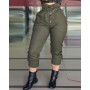 Pants for Women Summer Fashion Plain Buttoned Belted Casual High Waist Long Pants With Belt All-Match trousers ladies