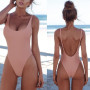 Sexy One Piece Swimsuit Solid Female Black Swimwear Women Backless White Brazilian Bathing Suit S-XL