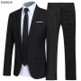 Men Blazers Sets 2 Pieces Elegant Luxury Formal Wedding 3 Suits Full Business Korean  Pants Blue Coats Jackets