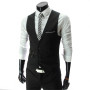 Suit Men's Slim V-neck Suit Vest Blazer British Business Fashion Suit Vest Men Vest Gentleman Slim Waistcoat Inside Black
