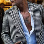 Versatile Slim Plaid Casual Business Wear Stitching Suit Jacket Men's British Business Elegant Gentleman Retro Formal Dress