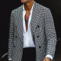 Versatile Slim Plaid Casual Business Wear Stitching Suit Jacket Men's British Business Elegant Gentleman Retro Formal Dress