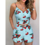 Print Spaghetti Strap Crop Top & Short Sets Casual Summer 2 Piece Outfits for Women