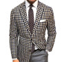 Plaid Casual Business Wear Splicing Single-breasted Suit Jacket Men's British Business Elegant Gentleman Retro Slim Formal Suit