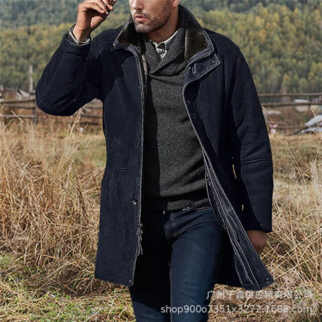 Fall Europe and The United States Burst Men's Middle-length Loose-fitting Coat Jacket