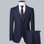 High-quality solid color (suit + vest + trousers) Men's business formal suit 3/2 business suit bridegroom and best man