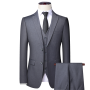 High-quality solid color (suit + vest + trousers) Men's business formal suit 3/2 business suit bridegroom and best man
