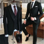 Groom Wear 3 Pieces Gray Men Suits 2021 Slim Fit Peak Lapel One Button Tailor Made Terno Masculino (Jacket+Pants+Vest+Tie）