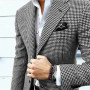 Italian Style Men's Blazer Houndstooth Casual Man Suit Jacket Notched Lapel One Piece Check Wedding Coat for Prom Party