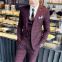 Men Fashion 3 Pieces Suit Spring Autumn Plaid Slim Fit Business Formal Casual Check Suits Office Work Party Prom Wedding Groom