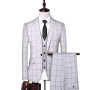 Men Fashion 3 Pieces Suit Spring Autumn Plaid Slim Fit Business Formal Casual Check Suits Office Work Party Prom Wedding Groom