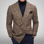 Business Casual Plaid Single-breasted Suit Jacket Men's Elegant Gentleman British Style Retro Slim Professional Formal Wear