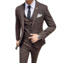 Men's Suit Jacket Vest Pants Fashion Boutique Plaid Casual Business Male Groom Wedding Tuxedo Dress 3 Pieces Set Blazers Coat