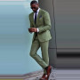 Men Set Green Single Button Party Two Piece (Jacket + Pants)  Formal Wedding Dress Suit Blaizer Masculino
