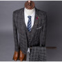 Men Business Formal Slim Fit Wedding Prom Suits Male Boutique Plaid Design Groom Dress Blazers Jacket Pants Vest 3 Pieces Set