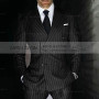 Black Striped Mens Suits For Wedding Custom Made Double Breasted For Man Costume Groom 2-Pieces Tuxedos Best Man Blazer Pants