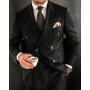 Black Stripe Men Suits Double Breasted Blazer Latest Coat Pant Designs Slim Fit 2Piece Tuxedos Custom Made Groom Prom Ternos